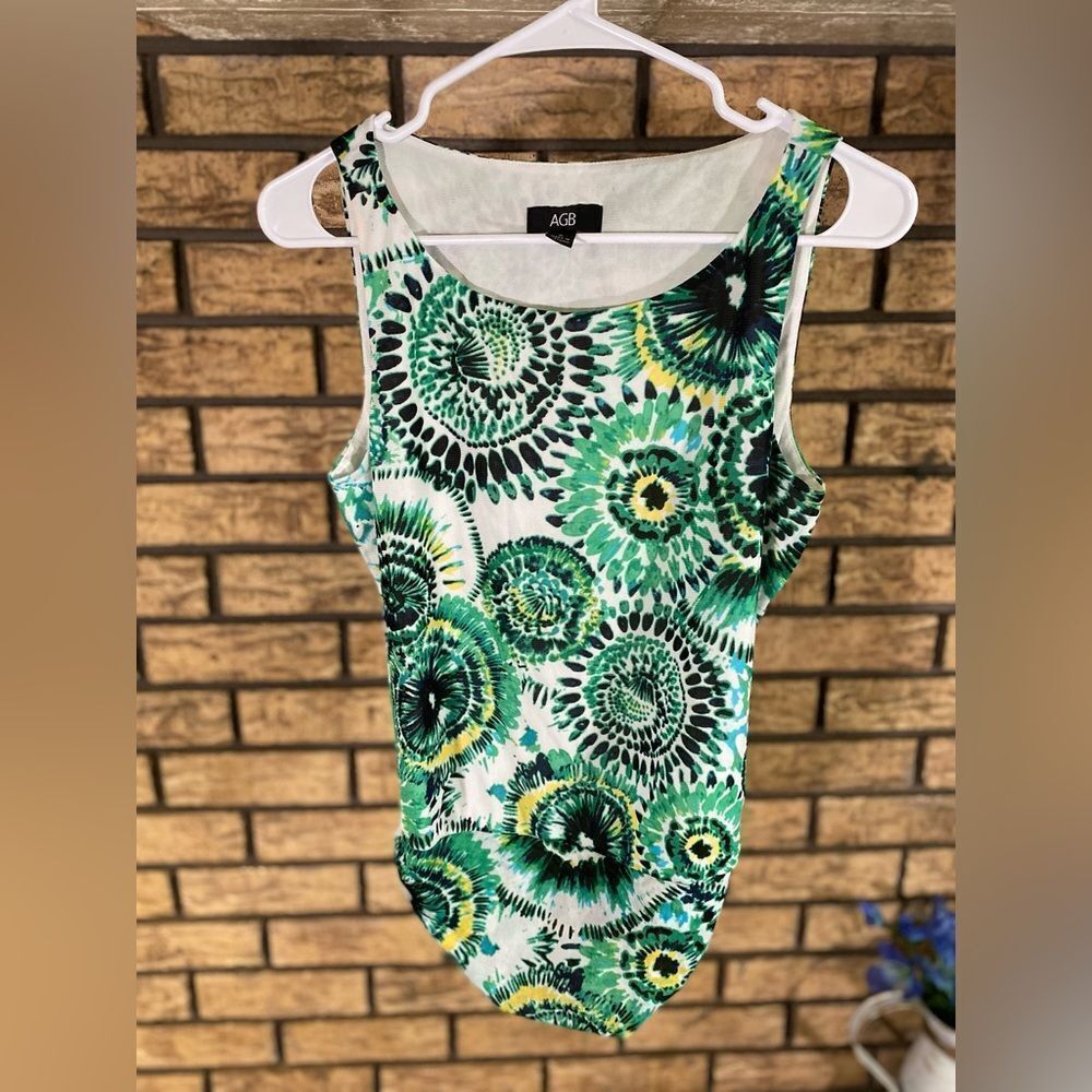 Green and white tie dye‎ blouse AGB